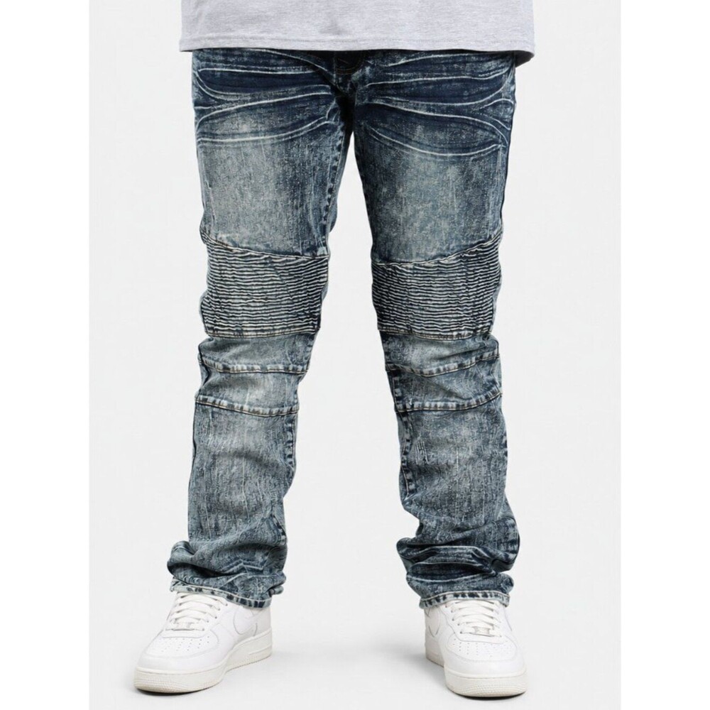 Road Narrows Acid Wash Distressed Moto Jeans Size 40 Stretch Denim